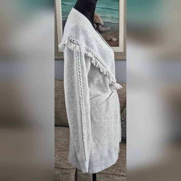 WHBM Fringe Belted Cardigan Sz M - Picture 3 of 9